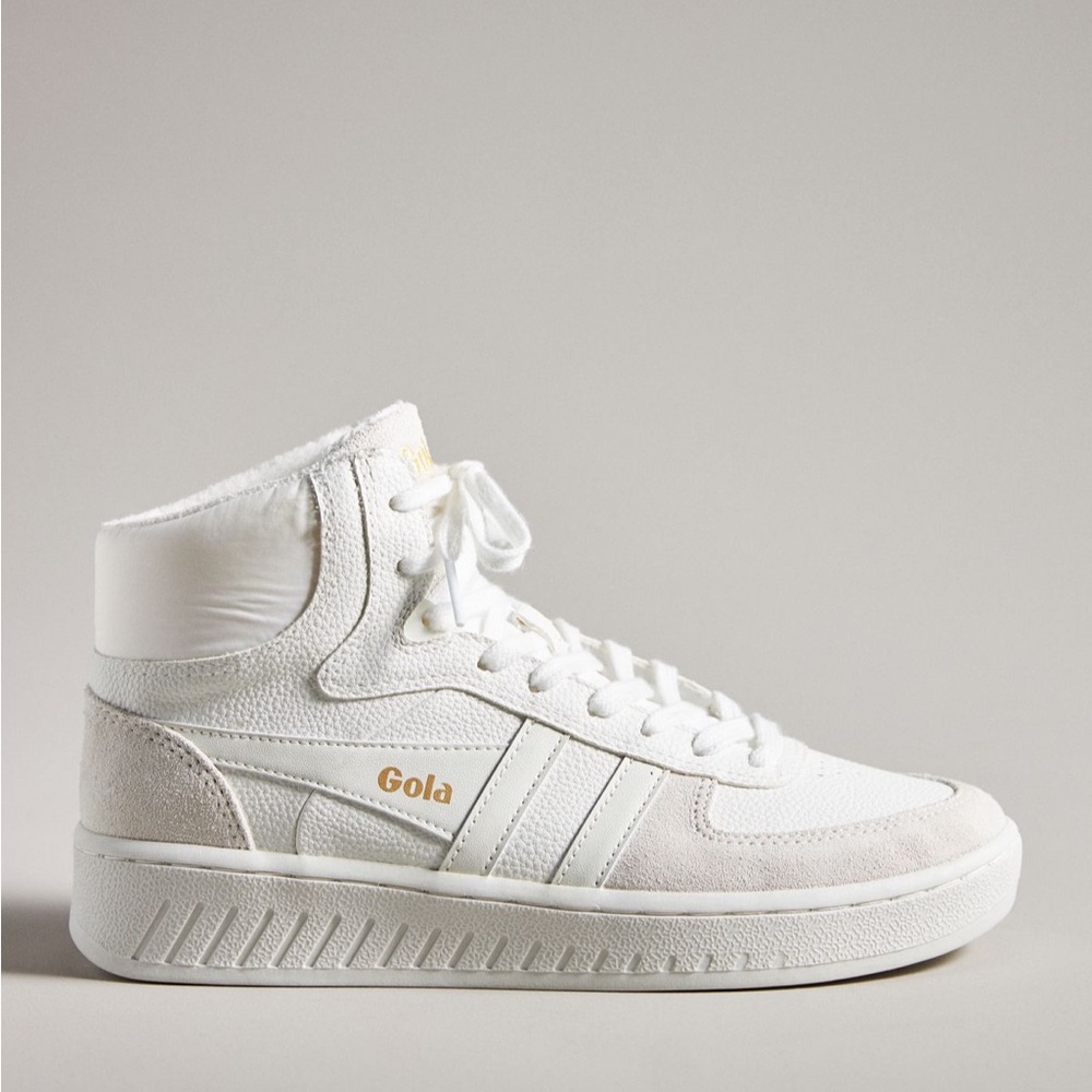 Gola White and Gray High-Tops with Gold Accents